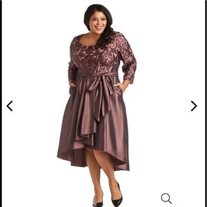 R&M Richards High-Low Sequined Party Dress.Dark Ross